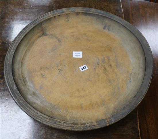 A large 19th century turned sycamore bowl, 60cm